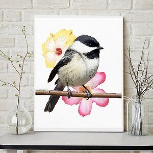 11x14 Black-Capped Chickadee Bird Watercolor Illustration Painting Print